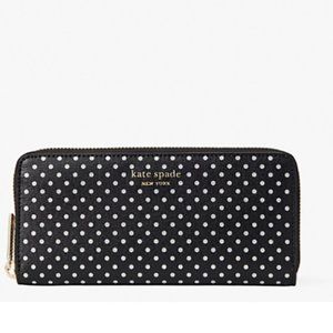 Kate Spade spencer metallic dot zip around continental wallet New